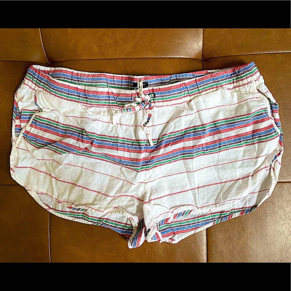 J Crew Striped Linen-Blend drawstring short, size Large